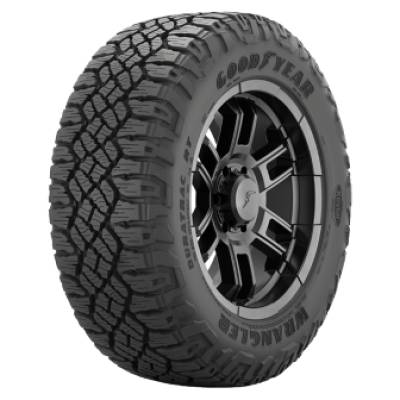 Image of a Goodyear Wrangler Duratrac RT AW tire, which can be found at Active Green + Ross in Toronto, ON