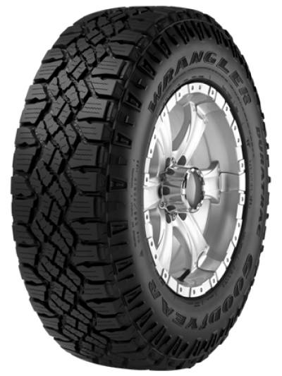 Image of a LRC  OWL Wrangler Duratrac tire, which can be found at Active Green + Ross in Toronto, ON