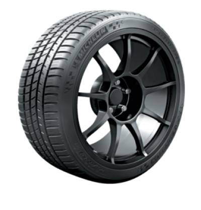 Image of a Michelin-D Pilot Sport A/S 3+ tire, which can be found at Active Green + Ross in Toronto, ON