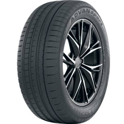 Image of a Yokohama Advan Sport V107E tire, which can be found at Active Green + Ross in Toronto, ON