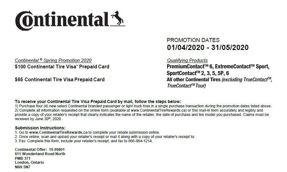 Continental Terraincontact Rebate Form